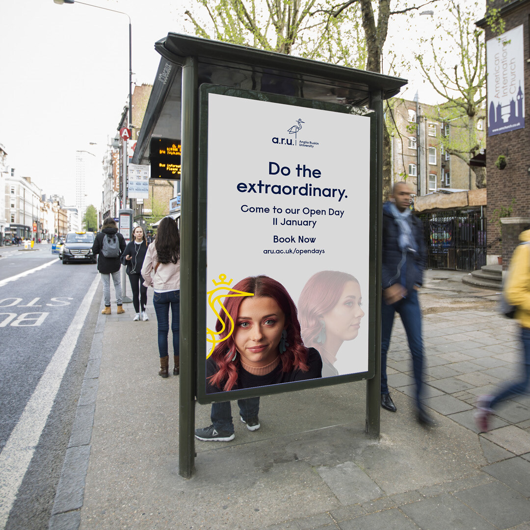 Anglia Ruskin bus stop advert