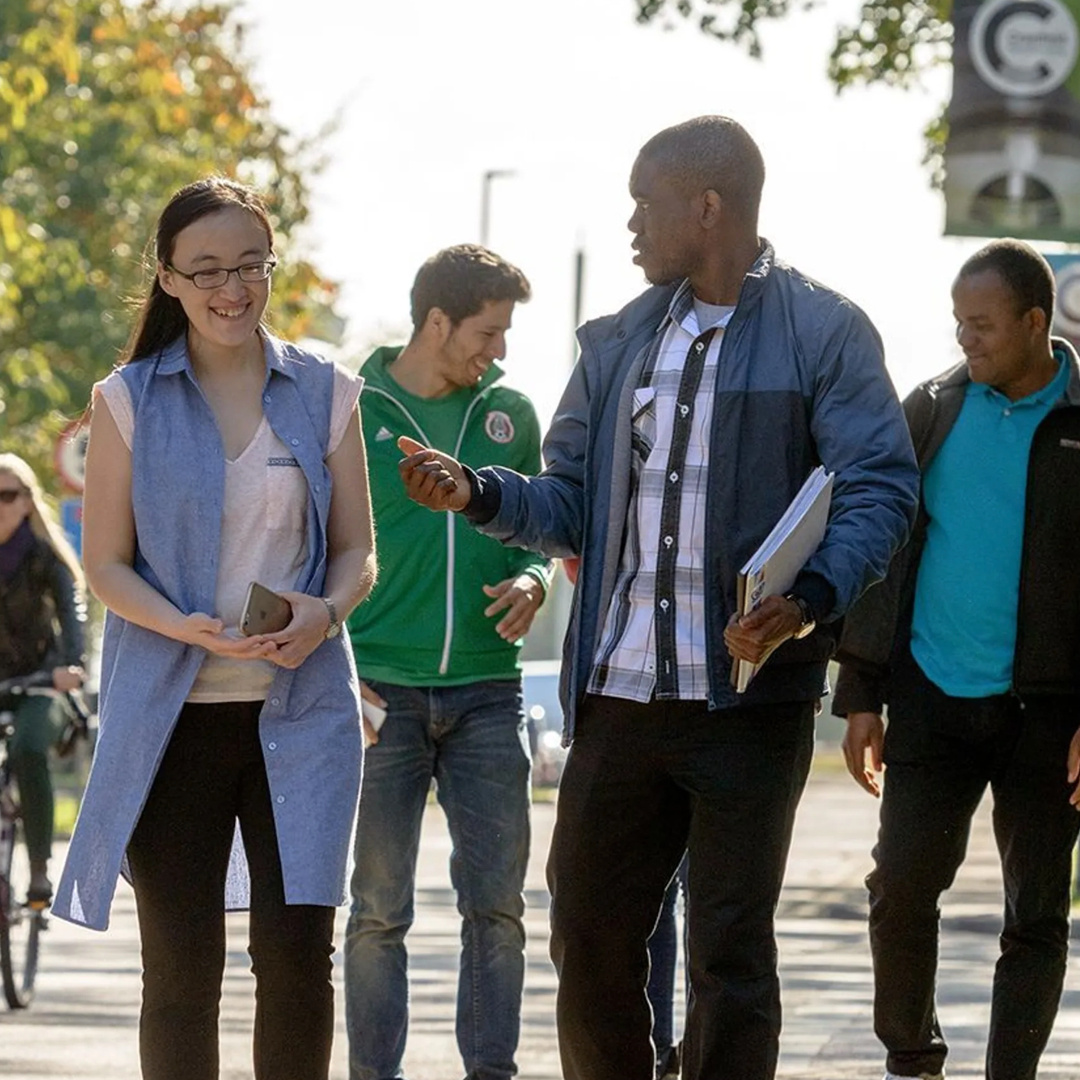 students talking in a group
