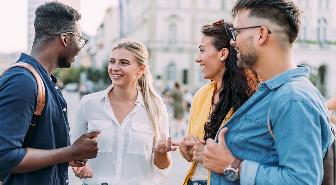Group of adult students chatting