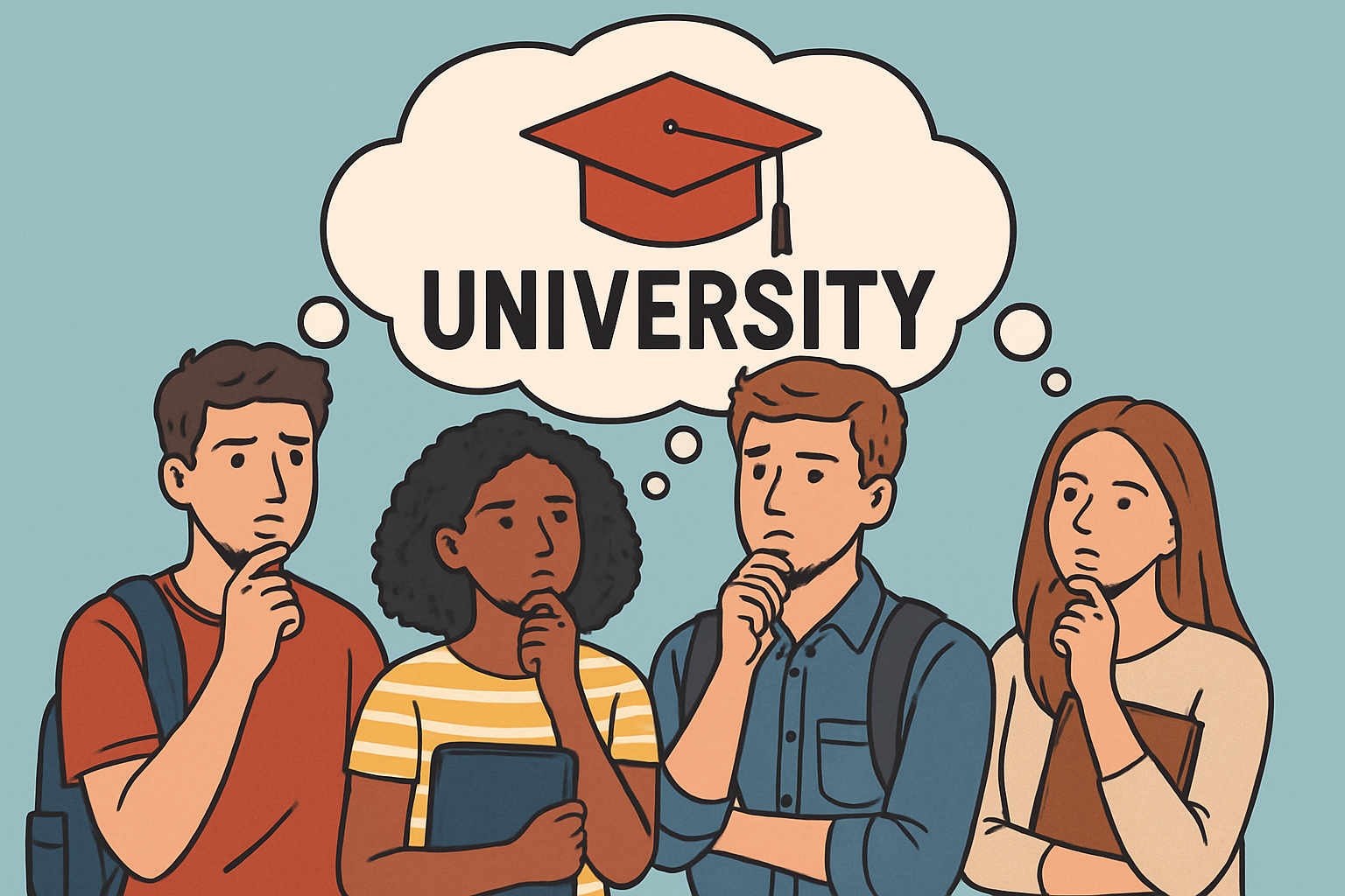 Image of young people thinking about university options-1